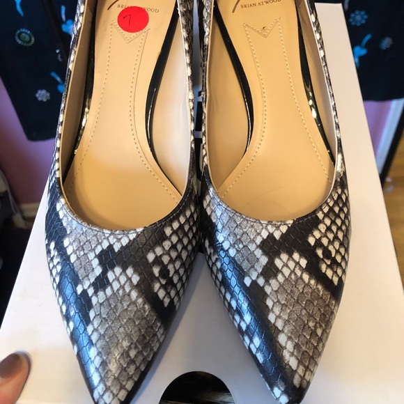 Brian Atwood Block Heel Snakeskin Heels - Picture 4 of 4
